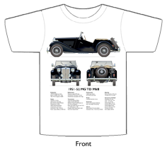MG TD II 1951-52 (square lights & wire wheels) T-shirt Front